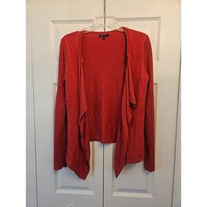 Anne Klein Burnt Orange Brick Red Open Front Cardigan Sweater, Women's Medium